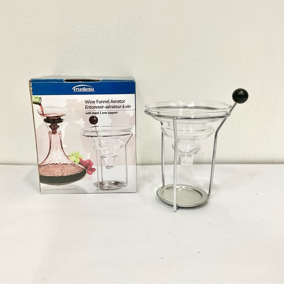 Trudeau Wine Funnel Aerator With Stand Mouth Blown Glass - Picture 1 of 6